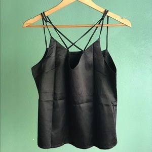Black Silk Strappy Tank Top Camisole